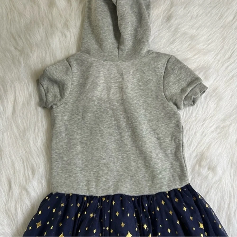 Disney 100 Grey Sweater Dress‎ Girls Size S (6/6X) Grey Short Sleeve Hooded Tutu